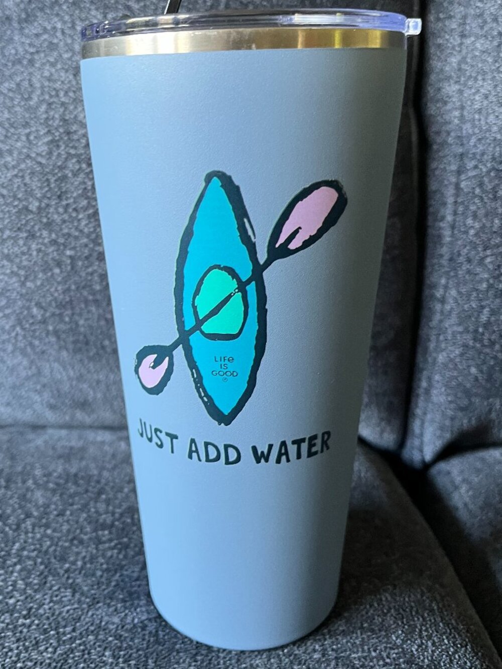 Life is Good "Just Add Water" Kayak 20 oz Stainless Steel Tumbler